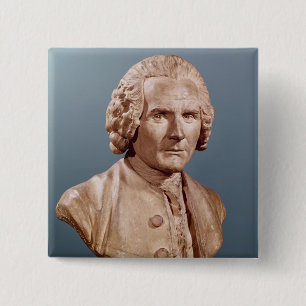 Bust van Jean-Jacques Rousseau Vierkante Button 5,1 Cm