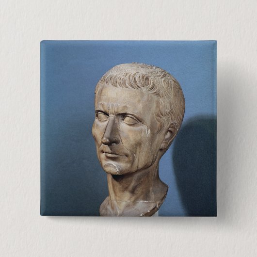 Bust van Julius Caesar Vierkante Button 5,1 Cm (Voorkant)