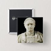 Bust van keizer Domitian Vierkante Button 5,1 Cm (Voorkant /achterkant)
