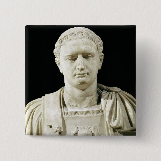 Bust van keizer Domitian Vierkante Button 5,1 Cm (Voorkant)
