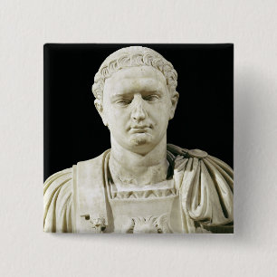 Bust van keizer Domitian Vierkante Button 5,1 Cm