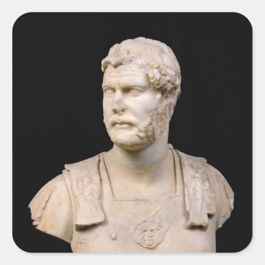 Bust van keizer Hadrian op Kreta Vierkante Sticker (Voorkant)