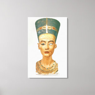 Bust van Koningin Nefertiti, voorste uitzicht, uit Canvas Afdruk