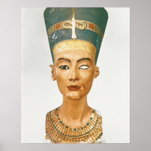 Bust van Koningin Nefertiti, voorste uitzicht, uit Poster