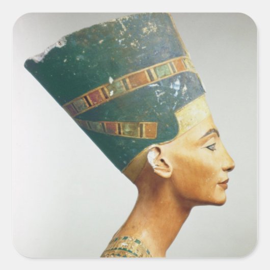 Bust van Koningin Nefertiti, zijdelings uitzicht, Vierkante Sticker (Voorkant)