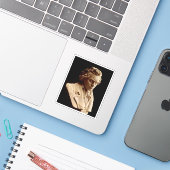 Bust van Ludwig van Beethoven Square Sticker (Laptop met iPhone)