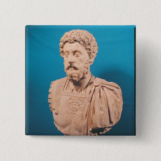 Bust van Marcus Aurelius Vierkante Button 5,1 Cm (Voorkant)