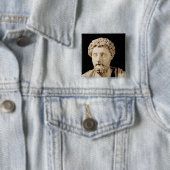 Bust van Marcus Aurelius Vierkante Button 5,1 Cm (In situ)