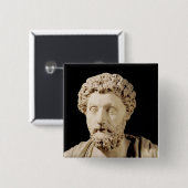 Bust van Marcus Aurelius Vierkante Button 5,1 Cm (Voorkant /achterkant)