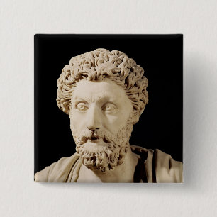Bust van Marcus Aurelius Vierkante Button 5,1 Cm