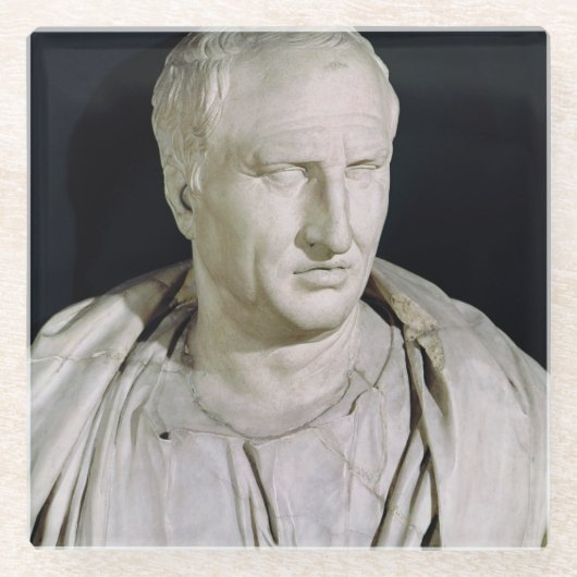 Bust van Marcus Tullius Cicero Glazen Onderzetter (Voorkant)