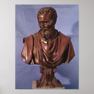 Bust van Michelangelo Buonarroti Poster