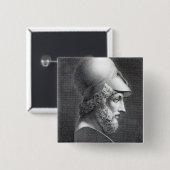 Bust van Pericles, gegraveerd door Giuseppe Cozzi Vierkante Button 5,1 Cm (Voorkant /achterkant)