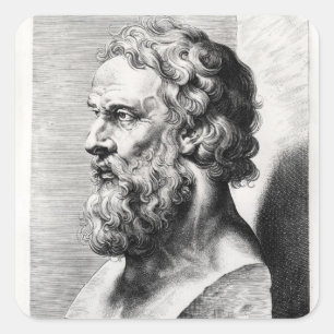 Bust van Plato gegraveerd door Lucas Emil Vierkante Sticker