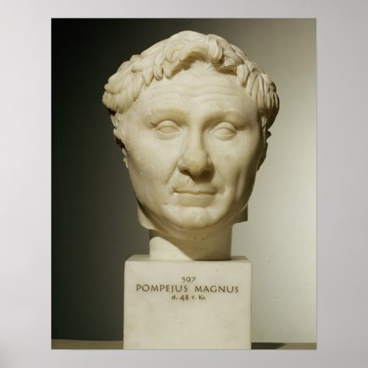 Bust van Pompey (106-48 BC) c.60 BC (marmer) Poster (Voorkant)