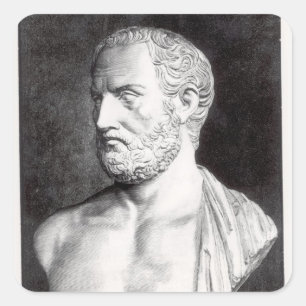 Bust van Thucydides, gegraveerd door Barbant Vierkante Sticker
