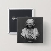 Bust van Voltaire Vierkante Button 5,1 Cm (Voorkant /achterkant)