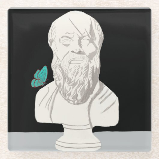Buste van een Grieks filosoof Poster Glazen Onderzetter (Voorkant)