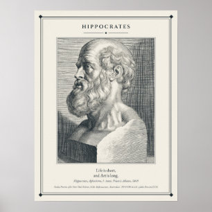Buste van Hippocrates, Leven is Kort en Kunst is L Poster