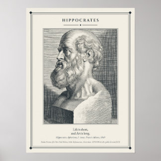 Buste van Hippocrates, Leven is Kort en Kunst is L Poster