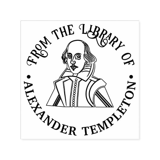 Buste van William Shakespeare Bibliotheek Boeknaam Zelfinktende Stempel (Design)