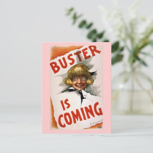 Buster komt  Theater Poster Briefkaart (Staand voorkant)