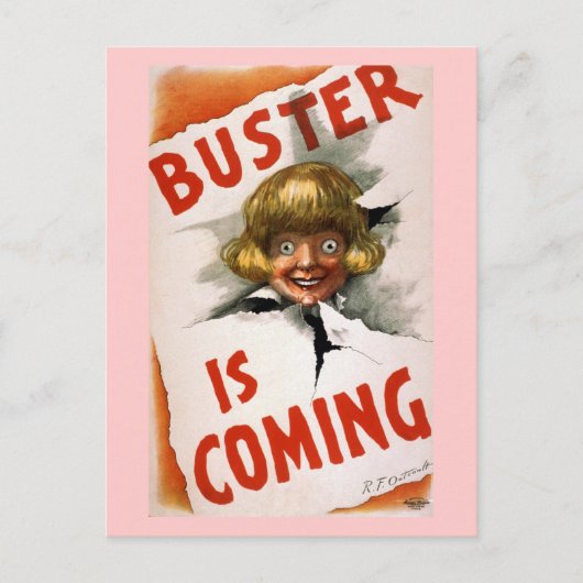 Buster komt  Theater Poster Briefkaart (Voorkant)