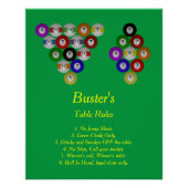 Buster's Billiard House Table Rules Poster (Voorkant)