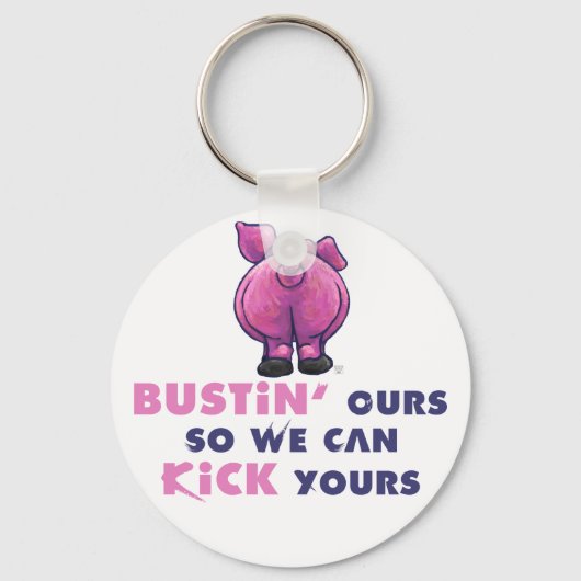 Bustin Ours Pig Butt Motivatie Sleutelhanger (Voorkant)