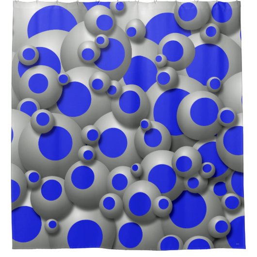 Busting Bubbles Royal Blue Shower Curtain Douchegordijn (Voorkant)