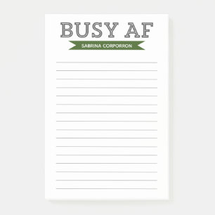 Busy AF   Trendy Modern Typografie    Groen lamina Post-it® Notes
