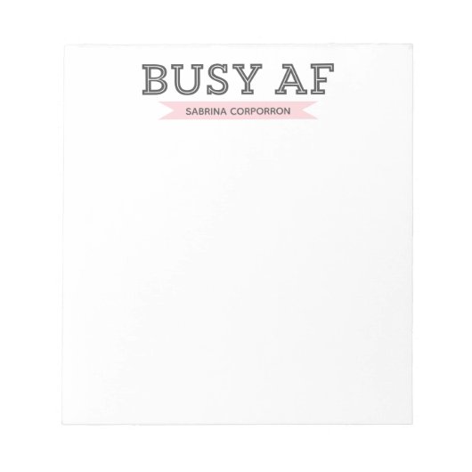 Busy AF | Trendy Modern Typografie | Roze Notitieblok (Voorkant)