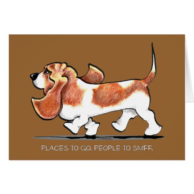 Busy Basset Hound (Voorkant Horizontaal)