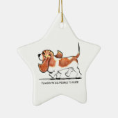 Busy Basset Hound Keramisch Ornament (Rechts)