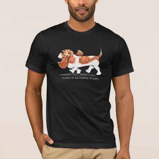 Busy Basset Hound T-shirt (Voorkant)