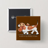 Busy Basset Hound Vierkante Button 5,1 Cm (Voorkant /achterkant)