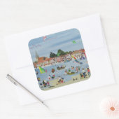 Busy Beach Vierkante Sticker (Envelop)