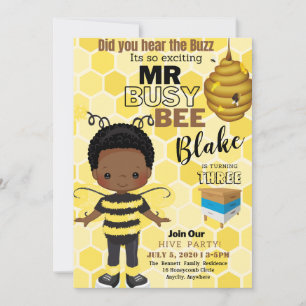 Busy Bee Birthday Invitation Kaart