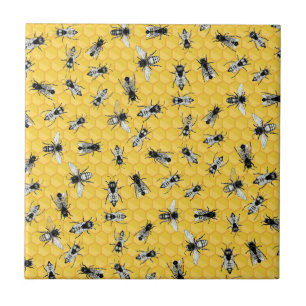 Busy Bee Colony en Honeycomb Gold Tegeltje