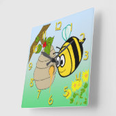 Busy Bee Cute Kind Square Wall Clock Vierkante Klok (Hoek)