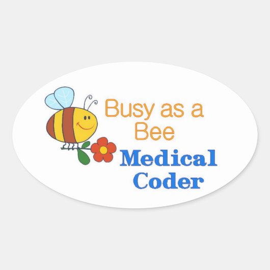 Busy Bee Medical Coder Ovale Sticker (Voorkant)