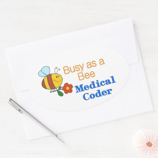 Busy Bee Medical Coder Ovale Sticker (Envelop)