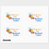 Busy Bee Medical Coder Ovale Sticker (Vel)