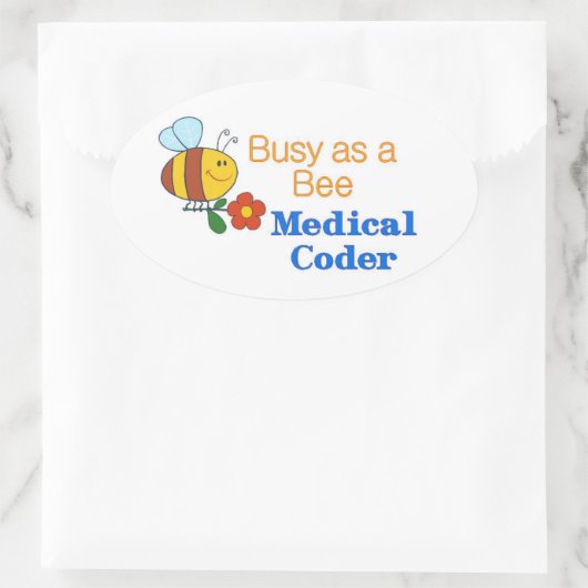 Busy Bee Medical Coder Ovale Sticker (Tas)