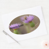Busy Bee op Paarse Thistle Foto Ovale Sticker (Envelop)