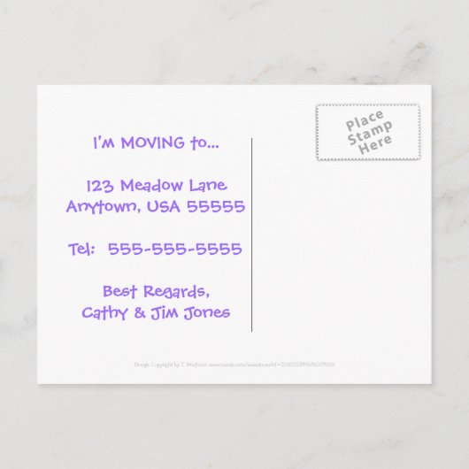 Busy Bee Single Woman's Change of Address Briefkaa Aankondigingskaart (Achterkant)