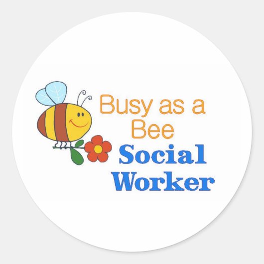 Busy Bee Social Worker Ronde Sticker (Voorkant)