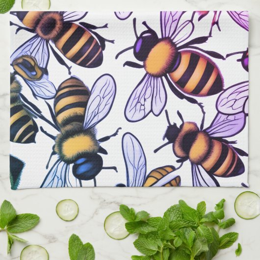 Busy bee  theedoek (Gevouwen)