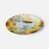 Busy Bee Zonnebloem Verjaardag Thema Papieren Bordje (Gekanteld)