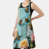 Busy Bees with Pink and Yellow Roses on Old Fence Schort (Insitu)